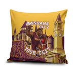 Personalised Brisbane City Rugby Pillow Cover Muscular Horse Mascot Skyline Graphic