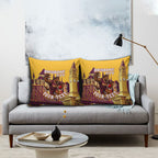 Personalised Brisbane City Rugby Pillow Cover Muscular Horse Mascot Skyline Graphic