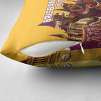 Personalised Brisbane City Rugby Pillow Cover Muscular Horse Mascot Skyline Graphic