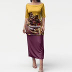 Personalised Brisbane City Rugby Puletasi Muscular Horse Mascot Skyline Graphic