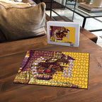 Personalised Brisbane City Rugby Puzzle Muscular Horse Mascot Skyline Graphic