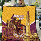 Personalised Brisbane City Rugby Quilt Muscular Horse Mascot Skyline Graphic