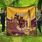 Personalised Brisbane City Rugby Quilt Muscular Horse Mascot Skyline Graphic