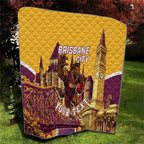 Personalised Brisbane City Rugby Quilt Muscular Horse Mascot Skyline Graphic