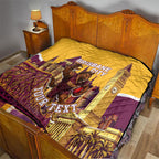Personalised Brisbane City Rugby Quilt Muscular Horse Mascot Skyline Graphic