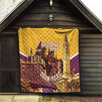 Personalised Brisbane City Rugby Quilt Muscular Horse Mascot Skyline Graphic