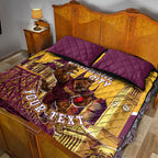 Personalised Brisbane City Rugby Quilt Bed Set Muscular Horse Mascot Skyline Graphic