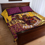 Personalised Brisbane City Rugby Quilt Bed Set Muscular Horse Mascot Skyline Graphic