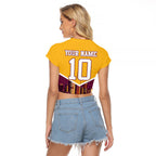 Personalised Brisbane City Rugby Raglan Cropped T Shirt Muscular Horse Mascot Skyline Graphic