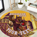 Personalised Brisbane City Rugby Round Carpet Muscular Horse Mascot Skyline Graphic