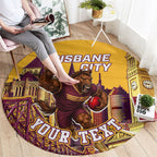 Personalised Brisbane City Rugby Round Carpet Muscular Horse Mascot Skyline Graphic