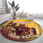 Personalised Brisbane City Rugby Round Carpet Muscular Horse Mascot Skyline Graphic