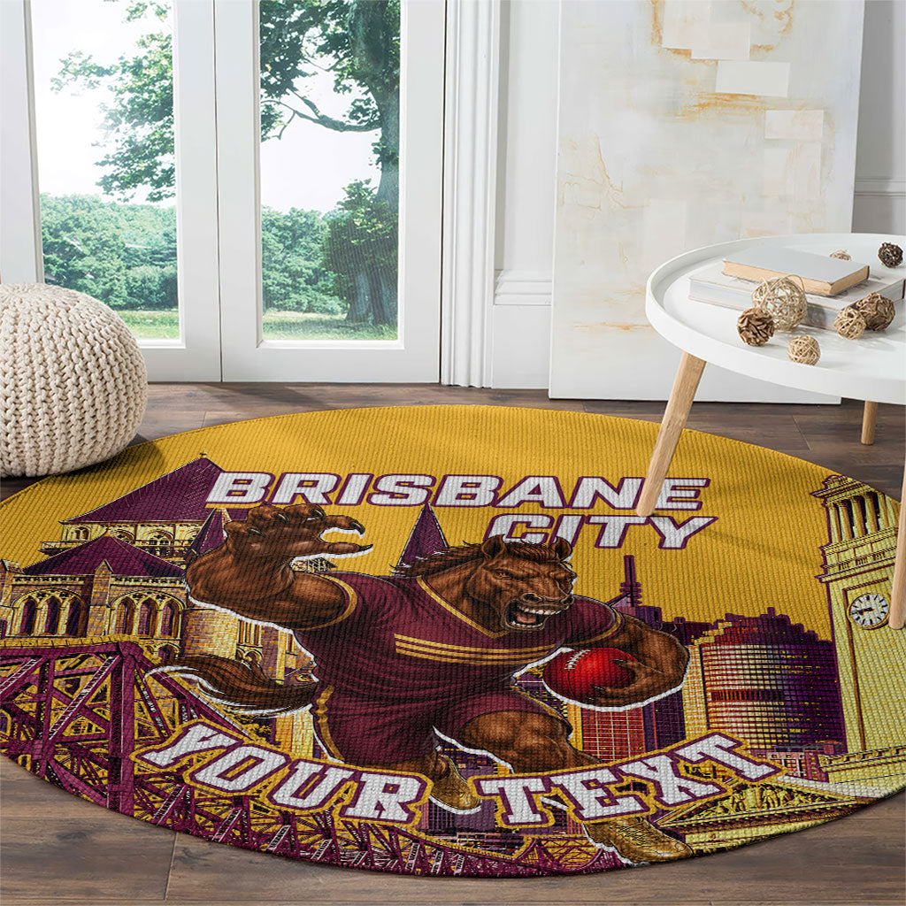 Personalised Brisbane City Rugby Round Carpet Muscular Horse Mascot Skyline Graphic