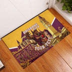 Personalised Brisbane City Rugby Rubber Doormat Muscular Horse Mascot Skyline Graphic
