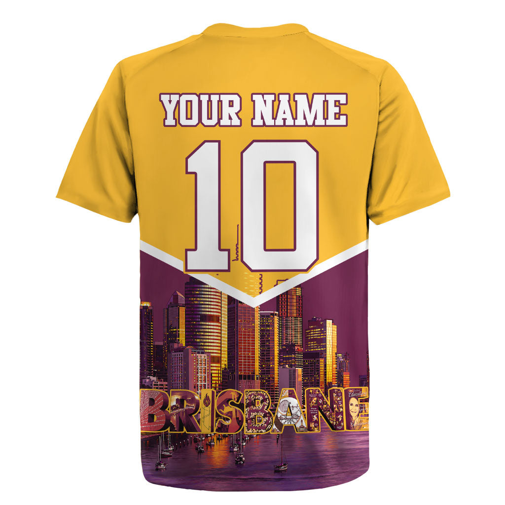Personalised Brisbane City Rugby Rugby Jersey Muscular Horse Mascot Skyline Graphic