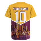 Personalised Brisbane City Rugby Rugby Jersey Muscular Horse Mascot Skyline Graphic