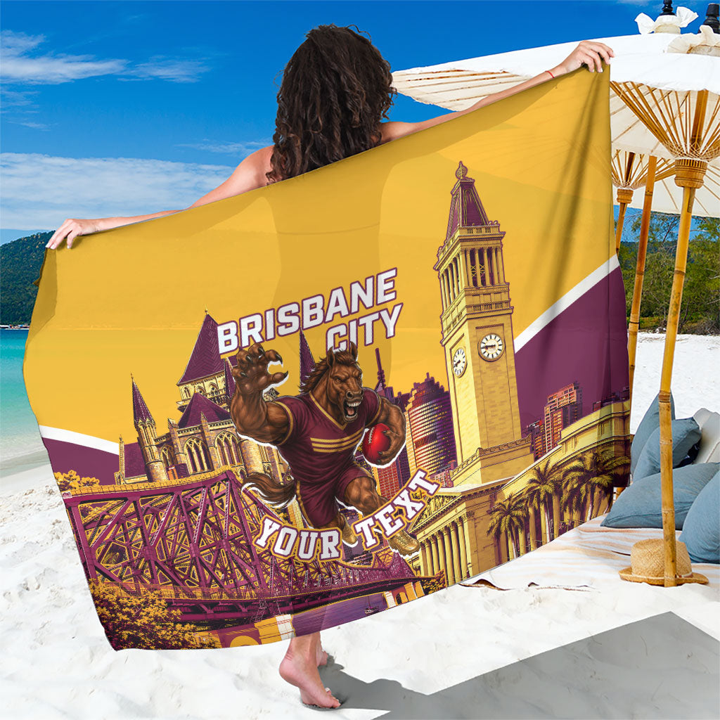 Personalised Brisbane City Rugby Sarong Muscular Horse Mascot Skyline Graphic