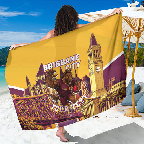 Personalised Brisbane City Rugby Sarong Muscular Horse Mascot Skyline Graphic