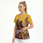 Personalised Brisbane City Rugby Scrub Top Muscular Horse Mascot Skyline Graphic