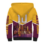 Personalised Brisbane City Rugby Sherpa Hoodie Muscular Horse Mascot Skyline Graphic