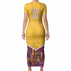 Personalised Brisbane City Rugby Short Sleeve Bodycon Dress Muscular Horse Mascot Skyline Graphic