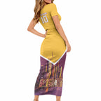 Personalised Brisbane City Rugby Short Sleeve Bodycon Dress Muscular Horse Mascot Skyline Graphic