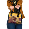 Personalised Brisbane City Rugby Shoulder Handbag Muscular Horse Mascot Skyline Graphic