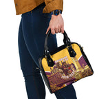 Personalised Brisbane City Rugby Shoulder Handbag Muscular Horse Mascot Skyline Graphic