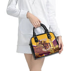Personalised Brisbane City Rugby Shoulder Handbag Muscular Horse Mascot Skyline Graphic