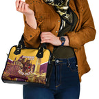 Personalised Brisbane City Rugby Shoulder Handbag Muscular Horse Mascot Skyline Graphic