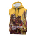 Personalised Brisbane City Rugby Sleeveless Hoodie Muscular Horse Mascot Skyline Graphic