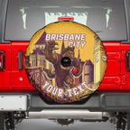Personalised Brisbane City Rugby Spare Tire Cover Muscular Horse Mascot Skyline Graphic