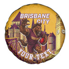 Personalised Brisbane City Rugby Spare Tire Cover Muscular Horse Mascot Skyline Graphic
