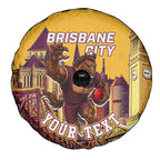 Personalised Brisbane City Rugby Spare Tire Cover Muscular Horse Mascot Skyline Graphic