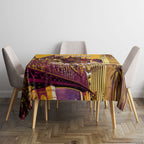 Personalised Brisbane City Rugby Tablecloth Muscular Horse Mascot Skyline Graphic