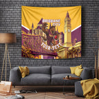 Personalised Brisbane City Rugby Tapestry Muscular Horse Mascot Skyline Graphic