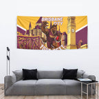 Personalised Brisbane City Rugby Tapestry Muscular Horse Mascot Skyline Graphic