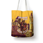Personalised Brisbane City Rugby Tote Bag Muscular Horse Mascot Skyline Graphic