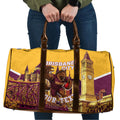 Personalised Brisbane City Rugby Travel Bag Muscular Horse Mascot Skyline Graphic