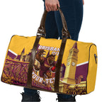 Personalised Brisbane City Rugby Travel Bag Muscular Horse Mascot Skyline Graphic