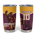 Personalised Brisbane City Rugby Tumbler Cup Muscular Horse Mascot Skyline Graphic