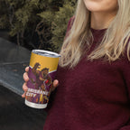 Personalised Brisbane City Rugby Tumbler Cup Muscular Horse Mascot Skyline Graphic