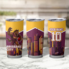 Personalised Brisbane City Rugby Tumbler Cup Muscular Horse Mascot Skyline Graphic