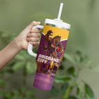 Personalised Brisbane City Rugby Tumbler With Handle Muscular Horse Mascot Skyline Graphic