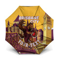 Personalised Brisbane City Rugby Umbrella Muscular Horse Mascot Skyline Graphic
