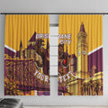 Personalised Brisbane City Rugby Window Curtain Muscular Horse Mascot Skyline Graphic