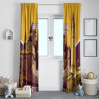 Personalised Brisbane City Rugby Window Curtain Muscular Horse Mascot Skyline Graphic
