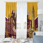 Personalised Brisbane City Rugby Window Curtain Muscular Horse Mascot Skyline Graphic