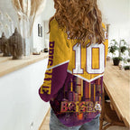 Personalised Brisbane City Rugby Women Casual Shirt Muscular Horse Mascot Skyline Graphic