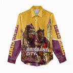 Personalised Brisbane City Rugby Women Casual Shirt Muscular Horse Mascot Skyline Graphic